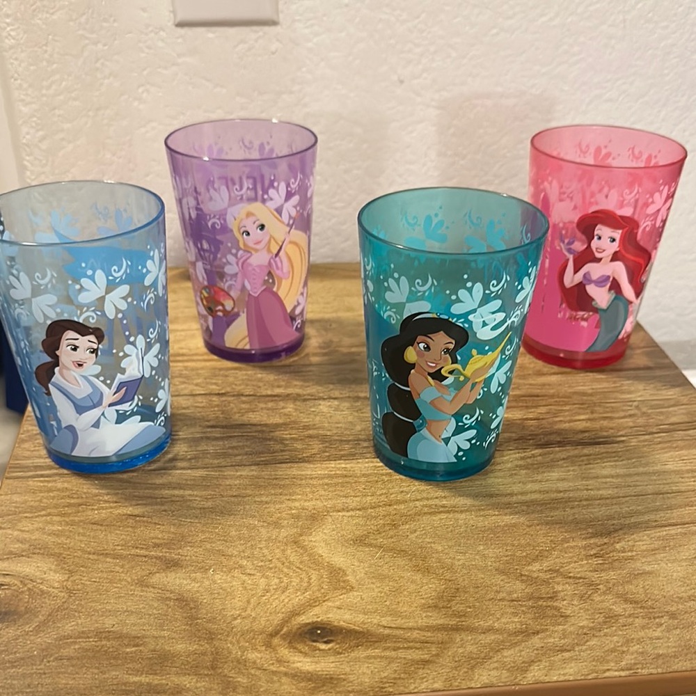 Disney Princess Glass Set with Purple, Pink, Blue, and Teal
